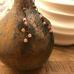 Peach Leaf drop earrings